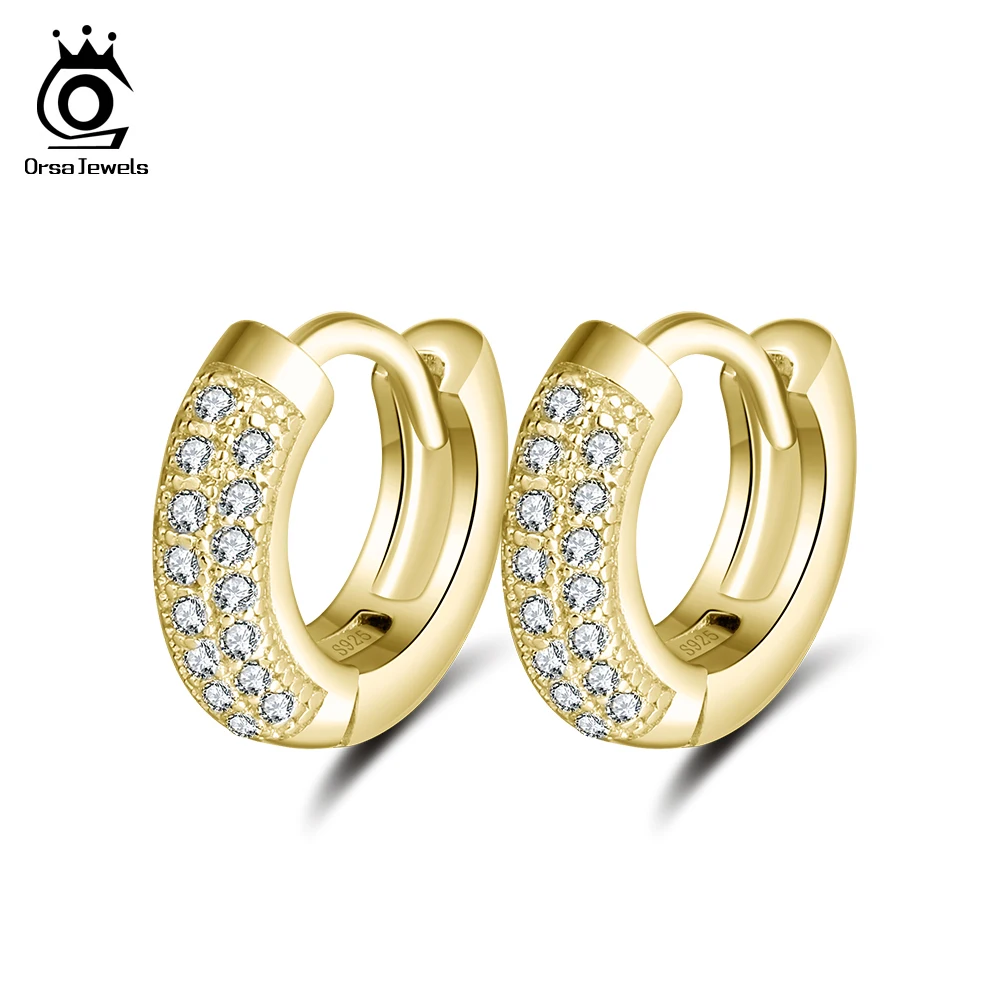 

ORSA JEWELS 925 Sterling Silver Trend 10mm Circle Zircon Hoop Earring Wedding Versatile Jewelry CZ Sparkling Earrings Gift SE103