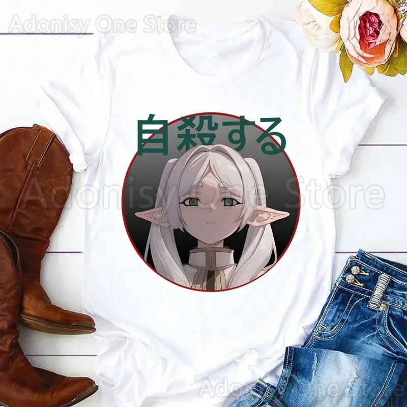 

Футболка FrierenMan, повседневные забавные футболки, кавайные футболки, топ, хипстерские женские рубашки в стиле Харадзюку с короткими рукавами, женская одежда