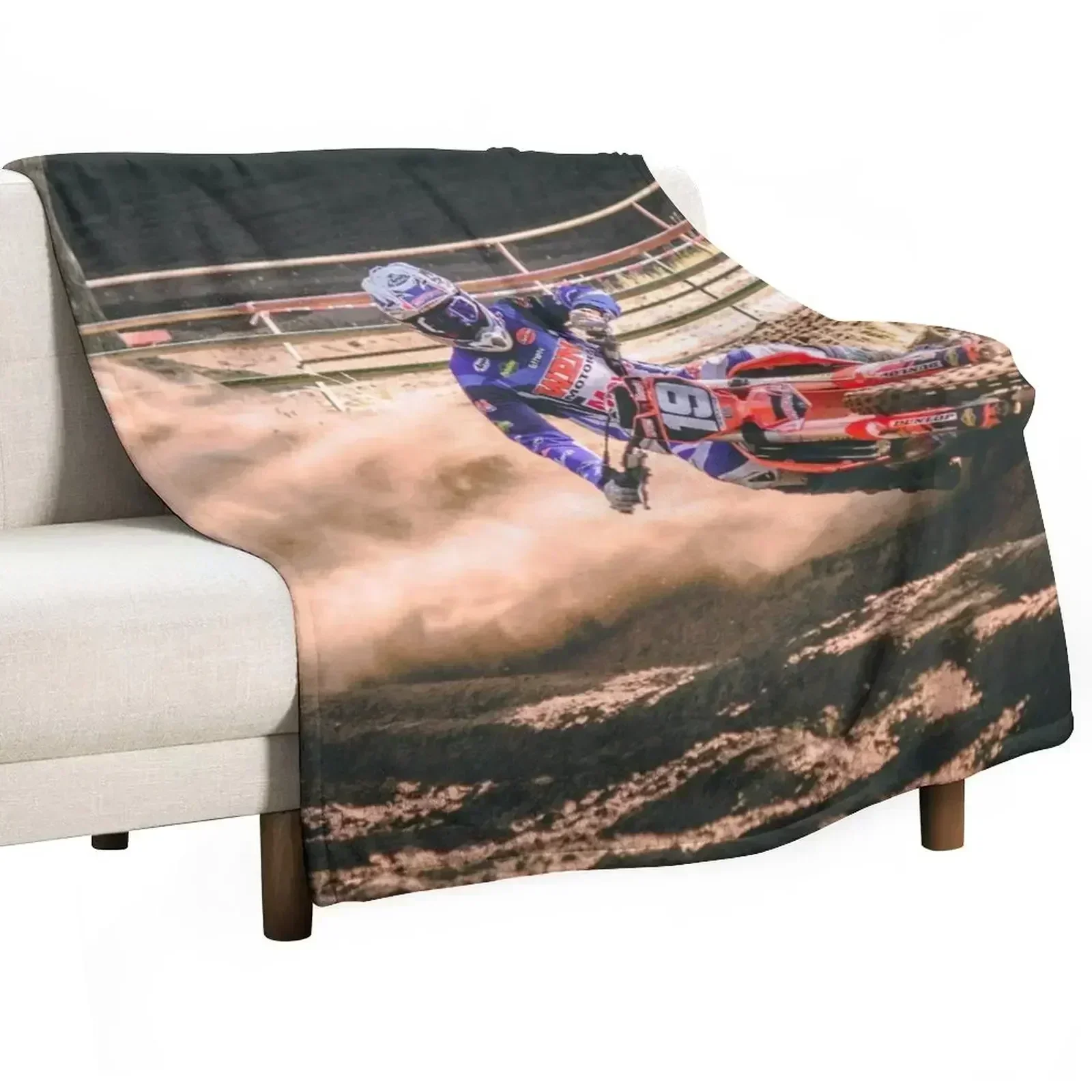 New Berm Busting Banshee! Red Motocross Mania Throw Blanket Flannels Thin Decoratives Thins Blankets