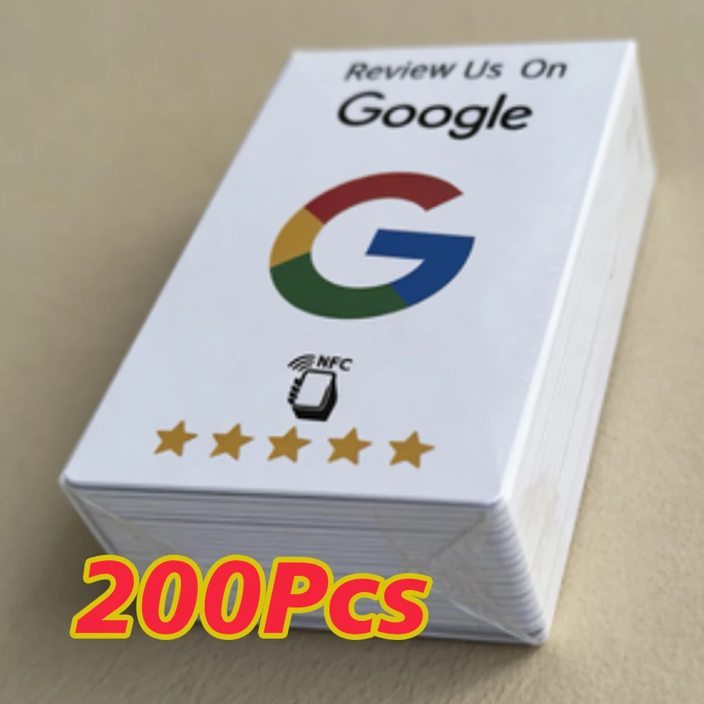 100/200 Stück weiße NFC-Karten für Google-Bewertungen, wiederverwendbare Bewertungskarten, sparen Zeit, benutzerfreundlich, bewerten Sie uns auf Google