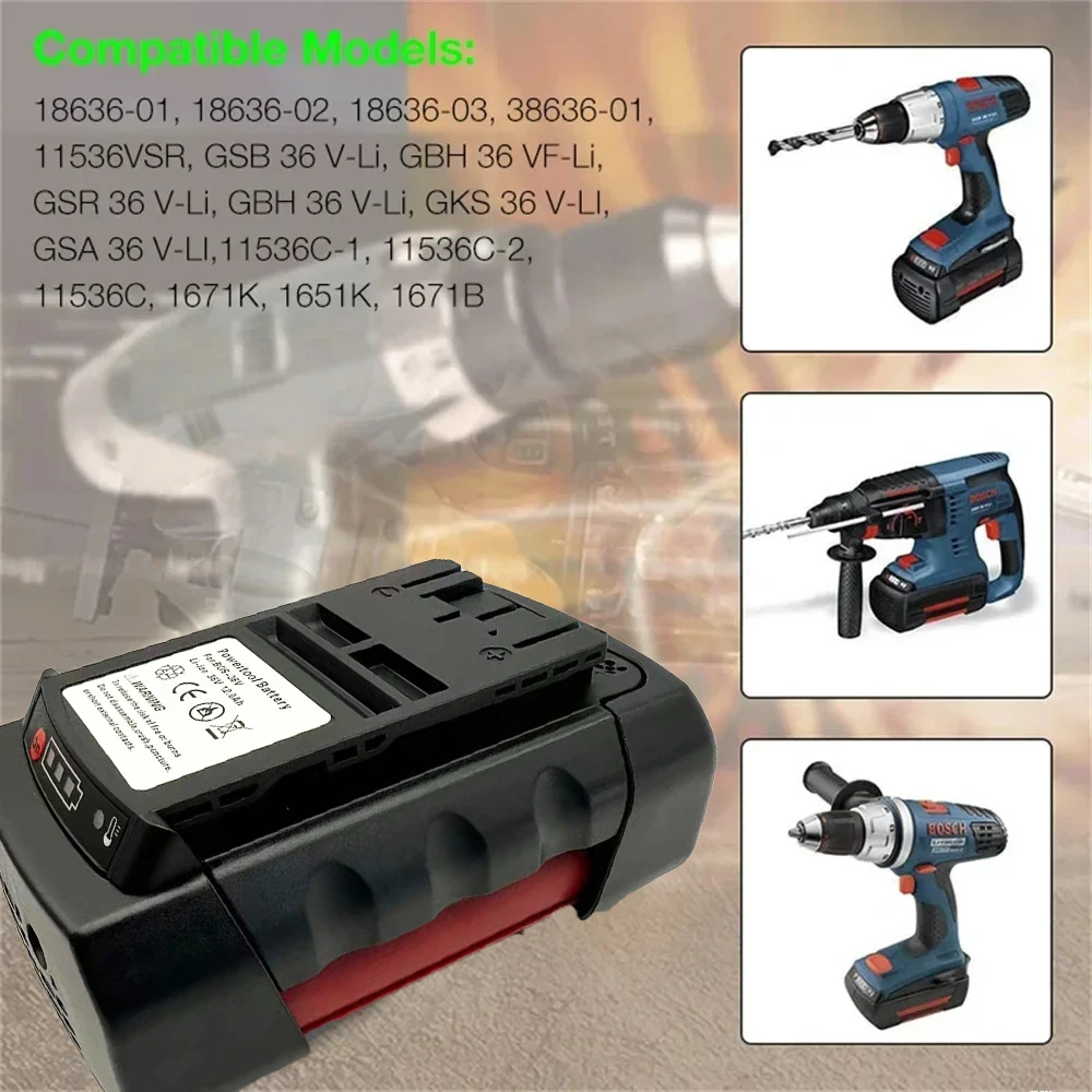 🌿🌿🌿🌿 36V18000mAhLithium-ion Battery for Bosch BAT810 BAT836 BAT840 GBH36V-Li Power Tool Replacement Battery Lithium-ion