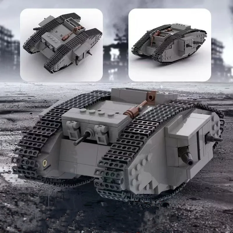 Hot WW1 Germany Military A7V Combat Tank Building Blocks Set MK IV Battle Tanks Soldier Vehicle Bricks WW2 Army Kids Toy Gifts