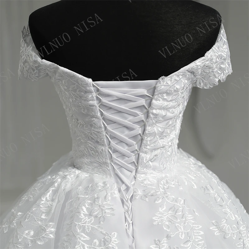 Real Video White Off The Shoulder Vestido De Noiva Wedding Dress Plus Size Vestidos De Novia Bridal Tulle Mariage Customized