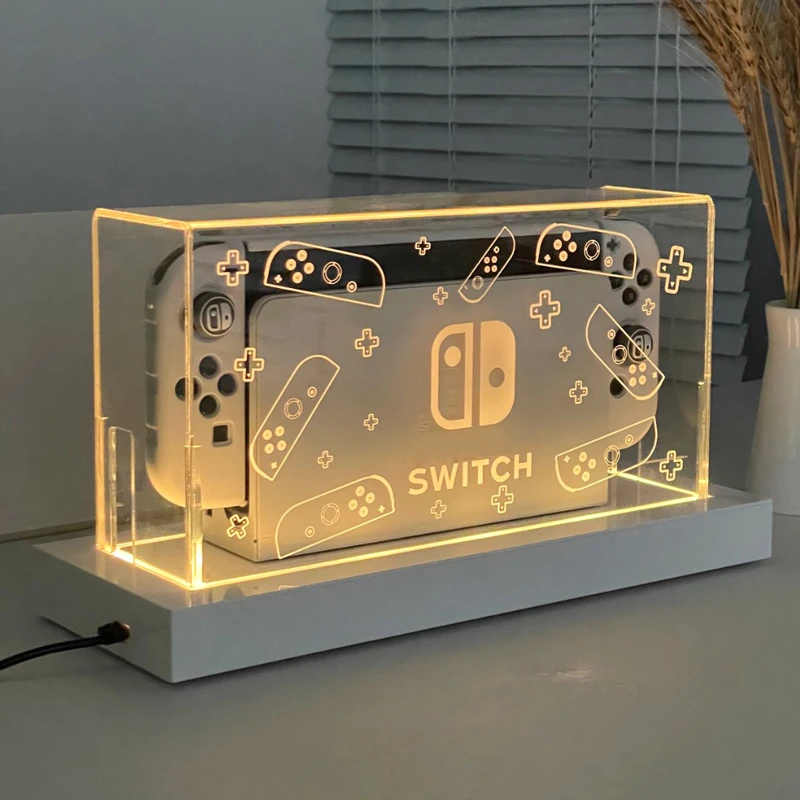 New Dust Cover Luminous Base Box Rgb Luminous Base Host Cover for Nintendo Switch Oled Protection Sleeve Acrylic Display Box