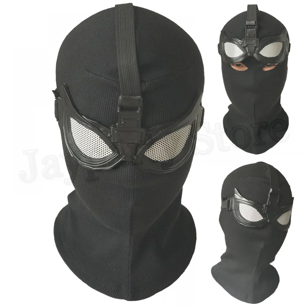 Superhero Peter Parker Spider Mask Cosplay Stealth Suit Black Helmet Halloween Masquerade Party Costume Prop Full Face Cover Hat