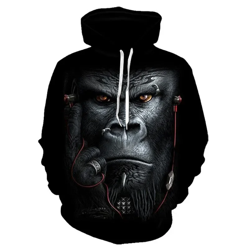 Autumn New Animal Gorilla / Monkey Hoodie Men And Women 3D Sweatshirt Oil Orangutan Print Hooded Jacket Hip Hop Street Shoot