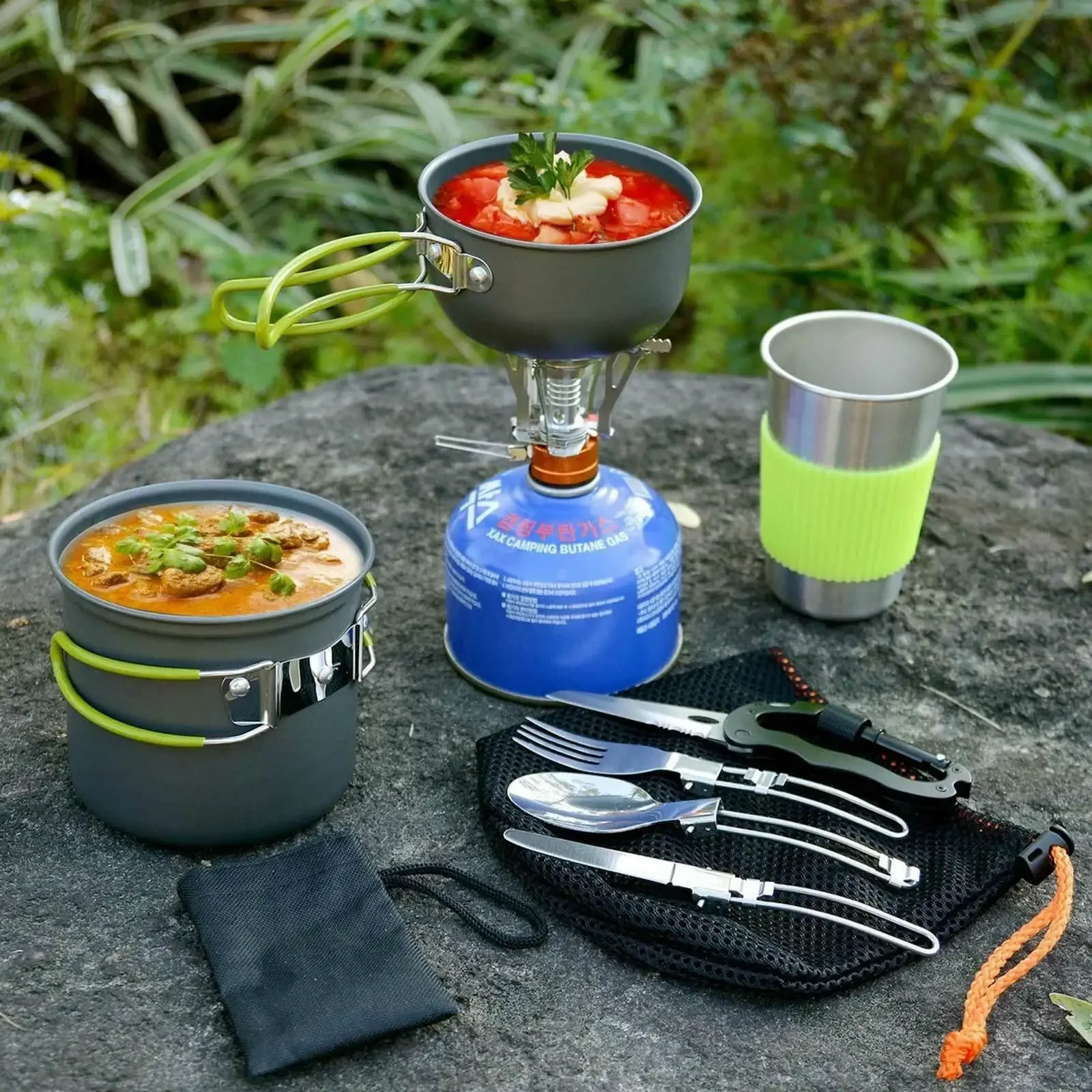 Imagem -03 - Ultraleve Camping Talheres Panelas Kit Utensílios de Cozinha Pratos Tigela Acessórios de Cozinha Equipamento para Turista ao ar Livre Trekking Picnic