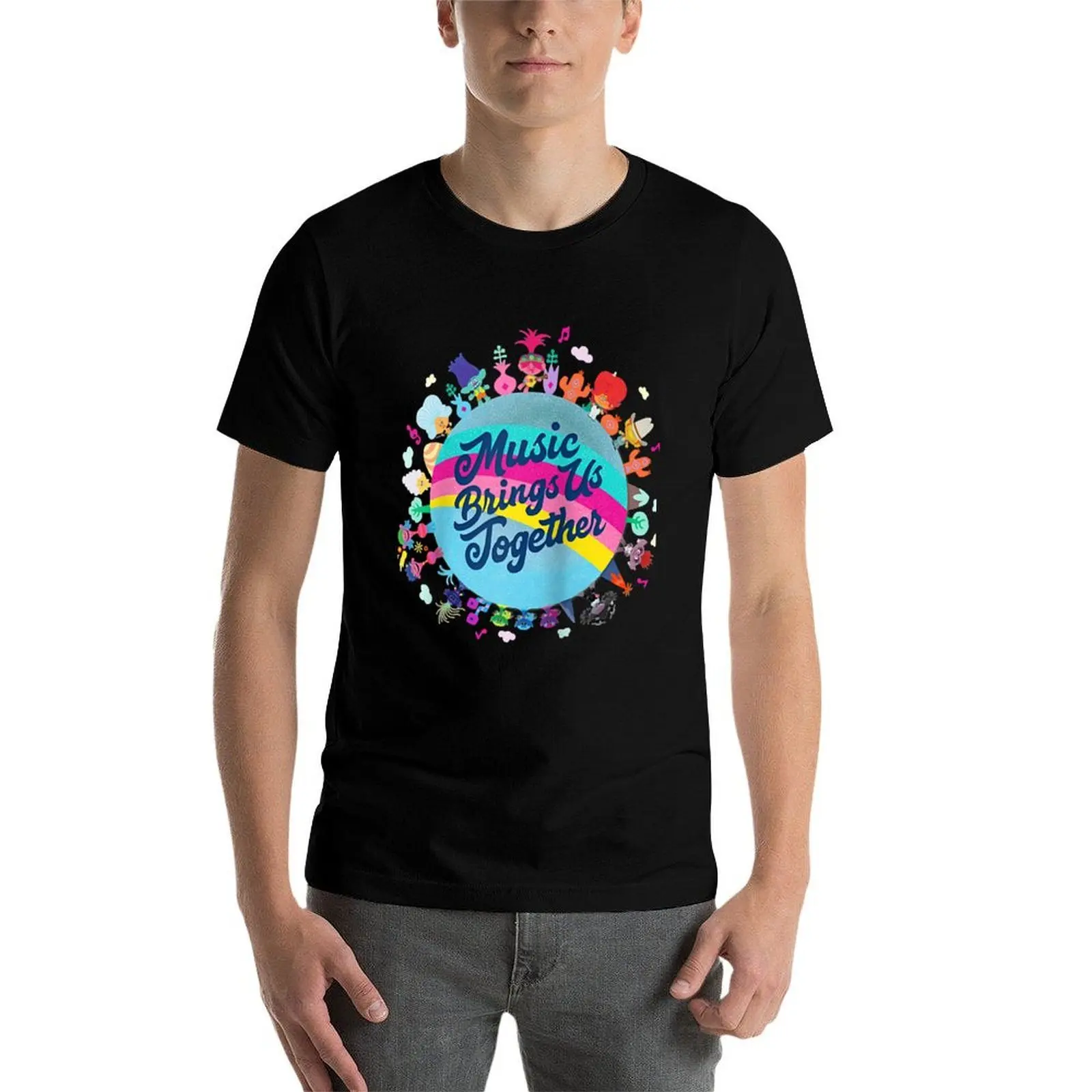 Mens Funny Trolls Cartoon World Comedy Movies Tour Gift For Fans T-Shirt Breathable Basic Cotton T-Shirt view 3