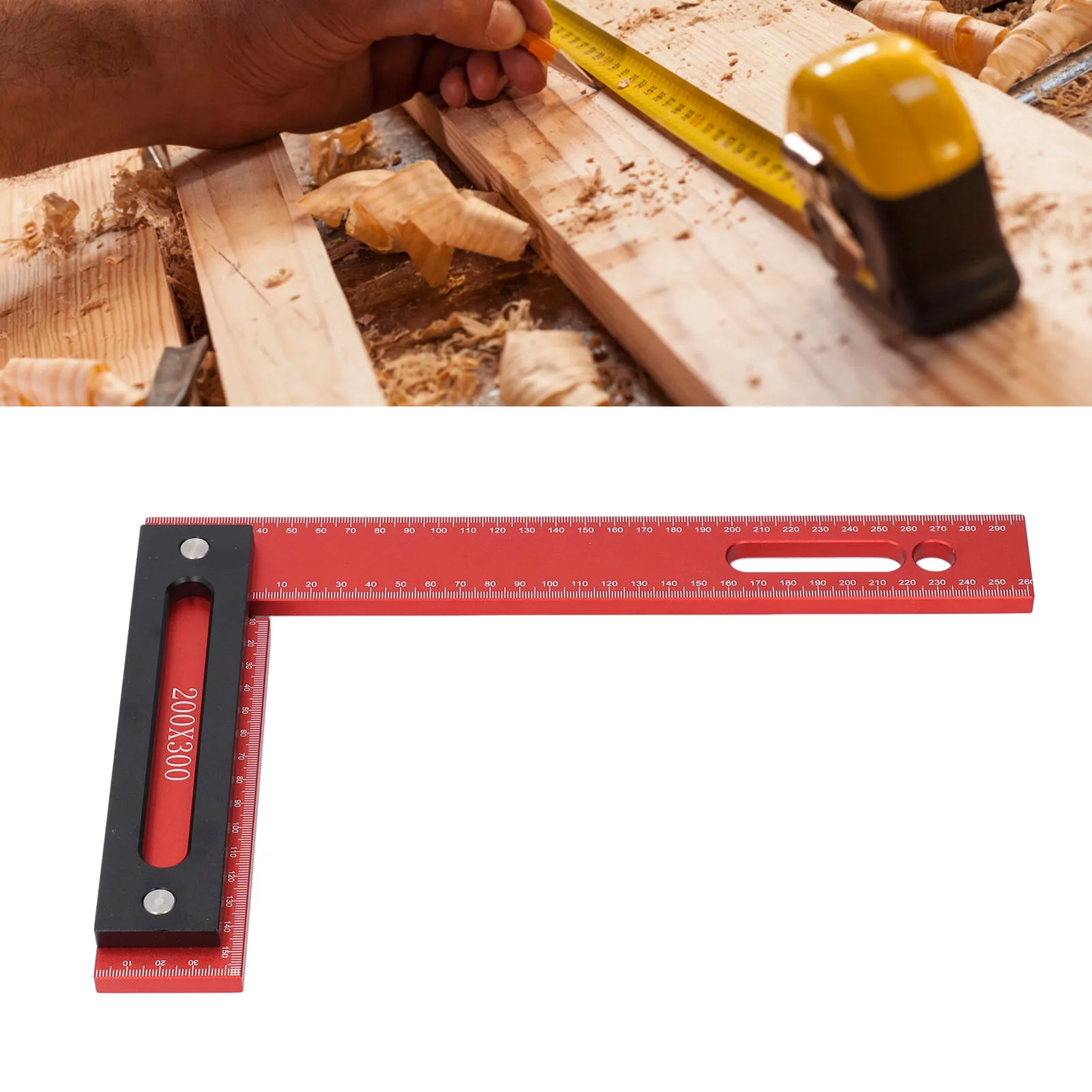 النجارة مربع 300x200 مللي متر L شكل سبائك الألومنيوم تأطير مربع مع توقف السياج الزاوية اليمنى مربع نجار مربع #2