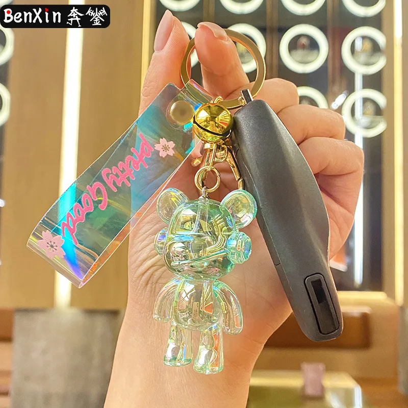 Брелок Minso Creative Crystal Violent Bear, акриловая прозрачная кукла, подвеска-брелок для ключей от машины, милый кулон-сумка