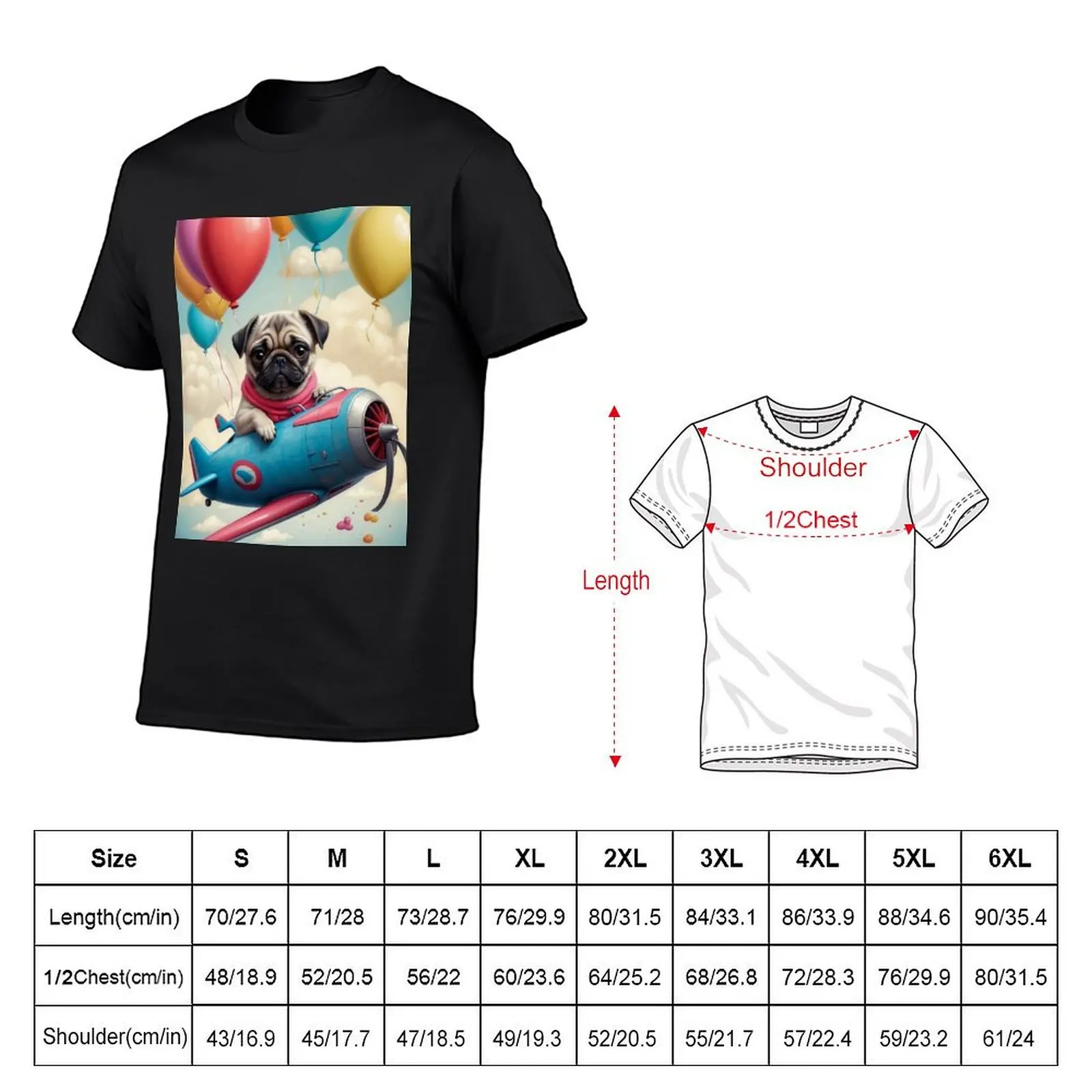 Camiseta Pug Fly masculina, camisas gráficas, camiseta de manga curta, designer sublime