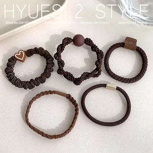 ربطات شعر مضفرة مرنة للنساء والفتيات ، سحر كرة القلب البسيط سكرانشي ، أربطة مطاطية ، حامل ذيل حصان ، لا ضرر ، 5 قطع لكل مجموعة أفضل 8 كرات مبيعا للضفائر - No6