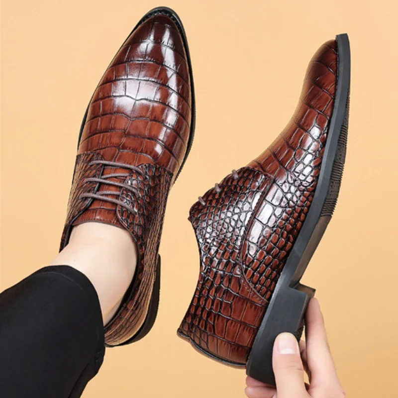 Zapato de vestir para Hombre, Zapatos informales de negocios de gama alta, Zapatos Oxford de grano de cocodrilo de diseñador para Hombre, Zapatos de boda de lujo, Zapatos para Hombre