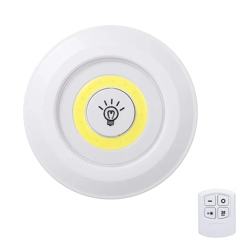 3W Super Bright Cob Under Cabinet Light LED Wireless Remote Control Dimmable Wardrobe Night Lamp Home Bedroom Closet Kitchen