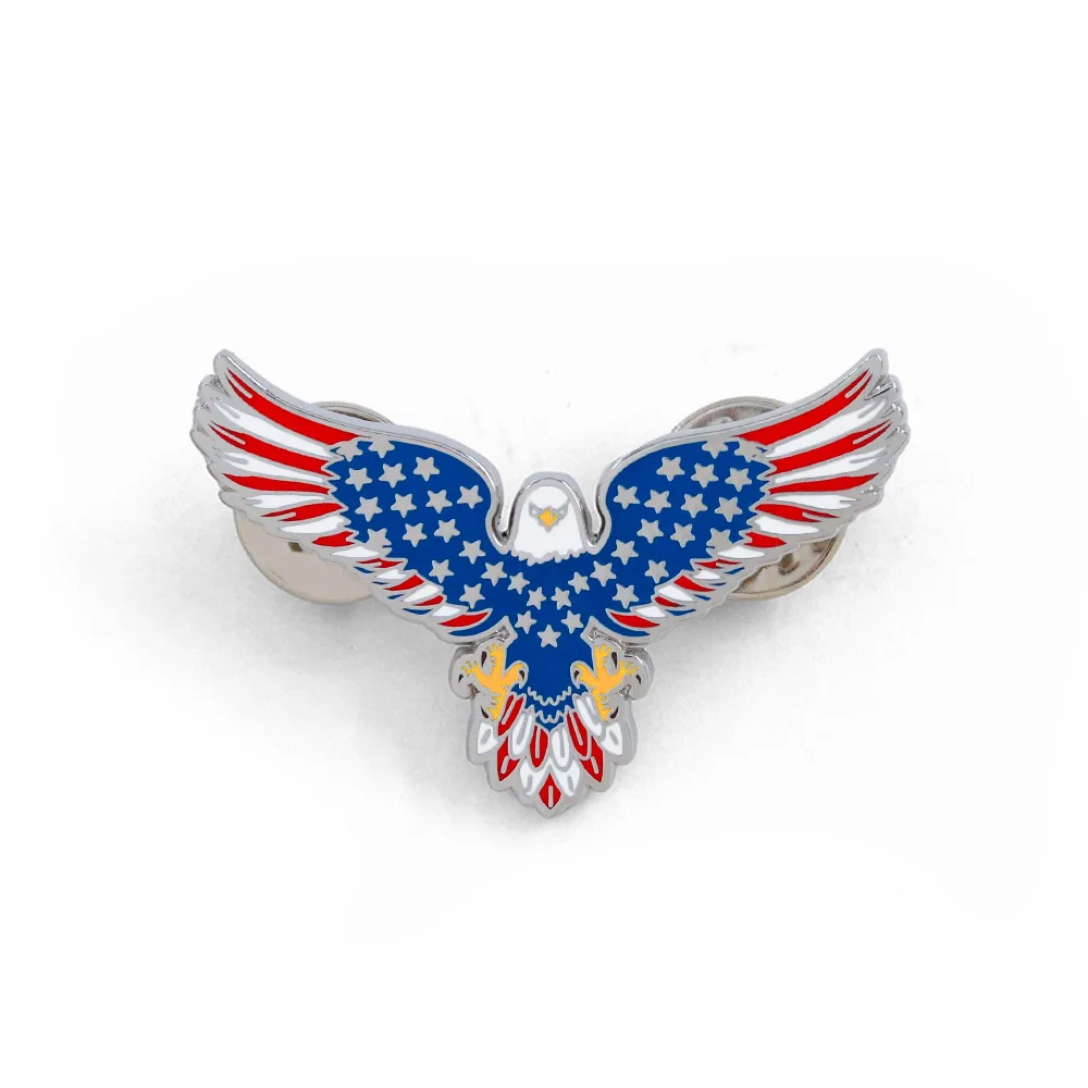1pc USA Flag Bald Eagle Brooch, Retro Winged Eagle Badge, American Military Style Collectible Pin, Unique Outfit Accessory