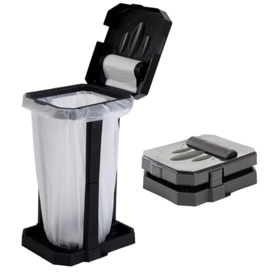 

Collapsible Trash Bag Holder with Reinforced Legs and Bonus Inner Storage Compartment, Portable Trash Can, Outdoor Waste Bin wi