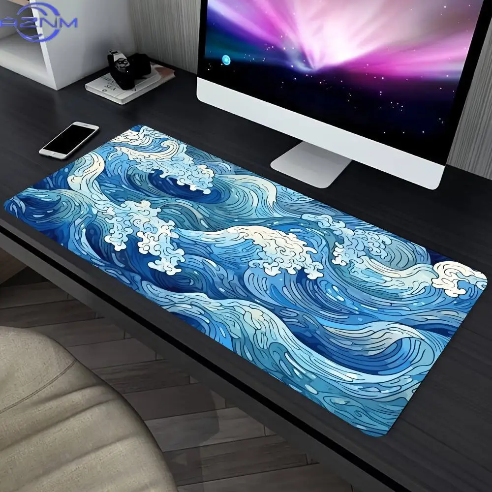 Great Wave Gaming Mouse Pad Large Desk Mat Japanese Ocean Extended Keyboard Mat Non Slip Gamer Carpet for Office Laptop Computer
