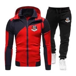 2024 New Autumn Winter Jogging Casual Clothes Mens Tracksuit Suit Fashion Print Zip Hoodes Sweatshirt+Sweatpants 2 Pieces Set