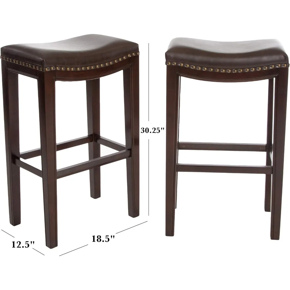 Avondale Backless Bar Stools,12"D x 18.13"W x 30"H, 2-Pcs Set, Brown