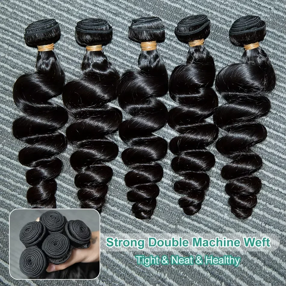 Raw Human Hair Bundles 28 30 inch Brazilian Hair Weave Bundle Loose Wave Sew In Remy Hair Extensions 3 4 Bundle Virgin Hair Weft