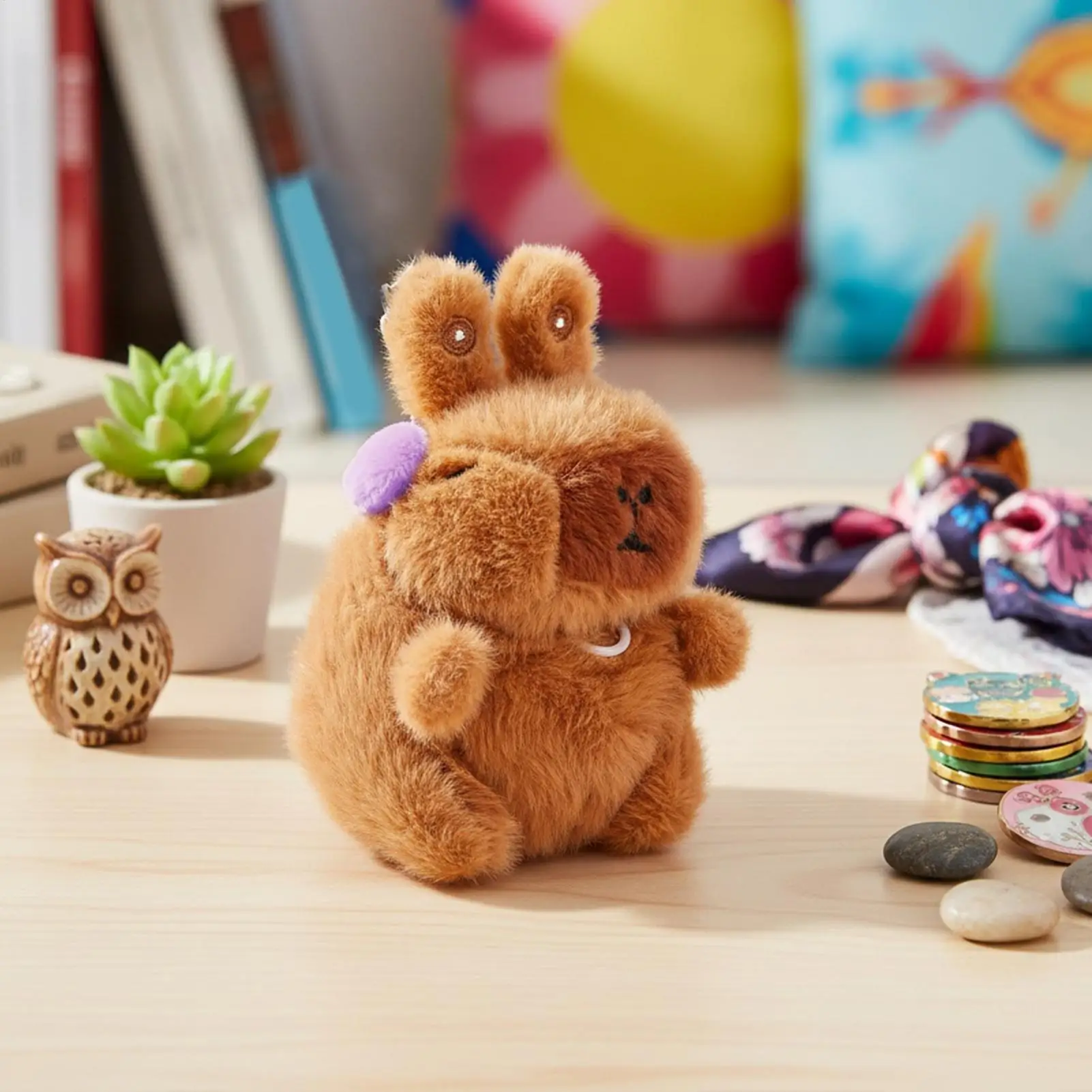 Chaveiro de pelúcia bonito chaveiro com corda de tração mochila de pelúcia chaveiro pingente para adultos meninos meninas mochila bolsa de bagagem