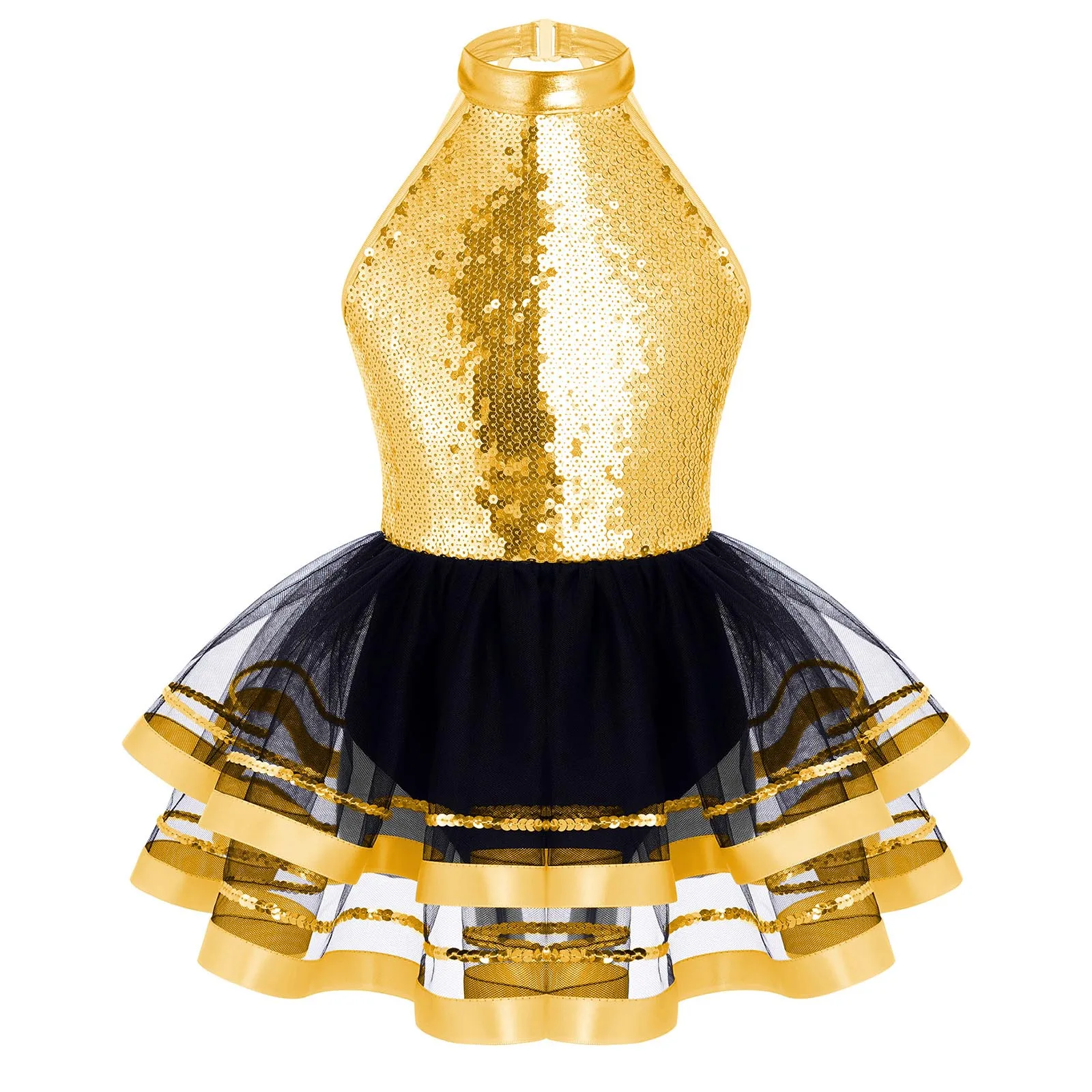 

Pretty Girls Sequins Halter Ballet Dance Tutu Dress Shiny Gymnastics Leotard Glitter Modern Latin Jazz Dancing Costume Dancewear