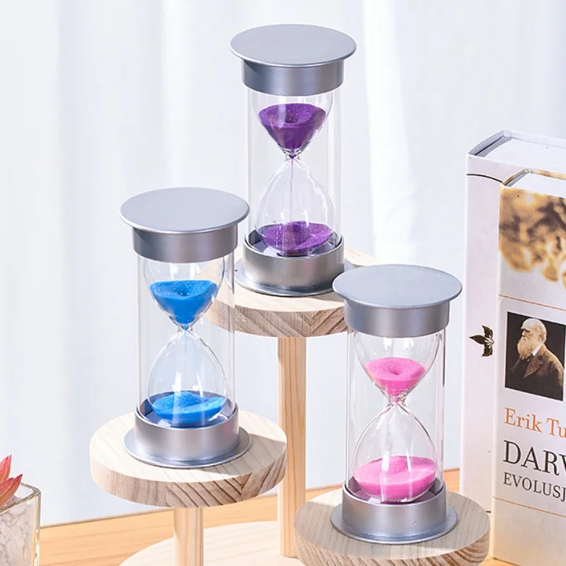 

5 Minutes Silver Lid Handmade Glass Hourglass Children's Toothbrush Timer Drop Proof Sandglass Creative Sand Clock Home Decor