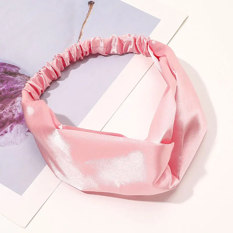 Fashion Women Satin Cross Hair Bands New Women Headbands Solid Color Elastic Hair Band Girls Hair Accessories Bandana Hair Hoop