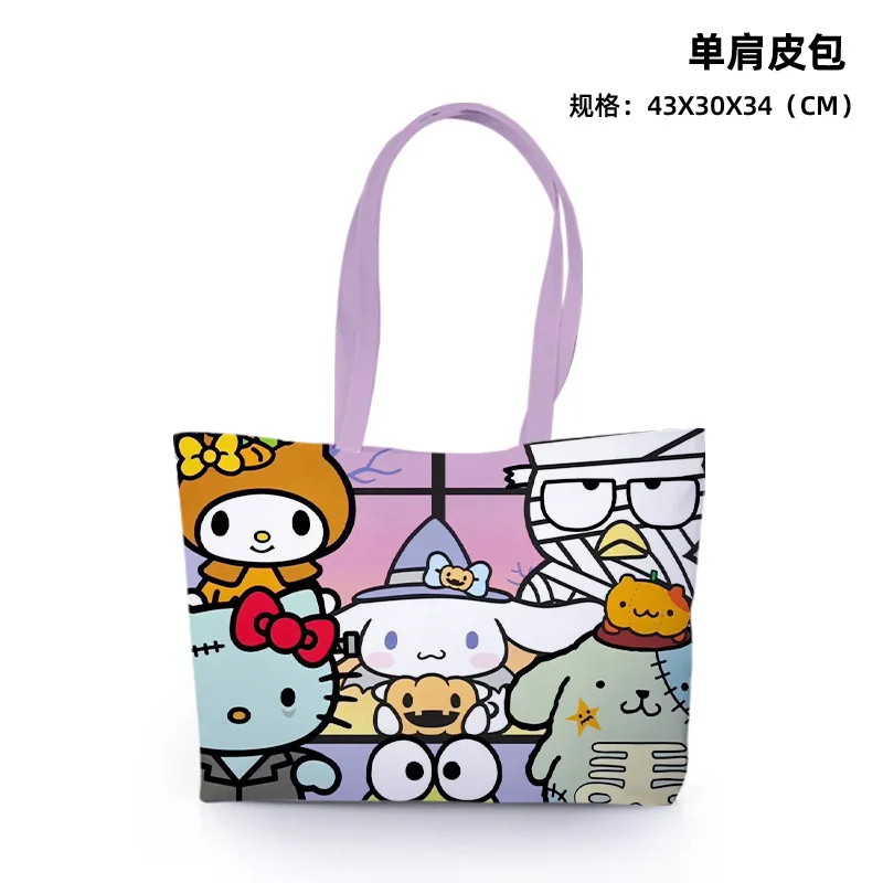 Sanurgente-Sac à main en cuir de grande capacité, série Halloween initiée, Hello Kitty Kuromi, sac à main mignon, cadeau de vacances, à la mode et de grande valeur