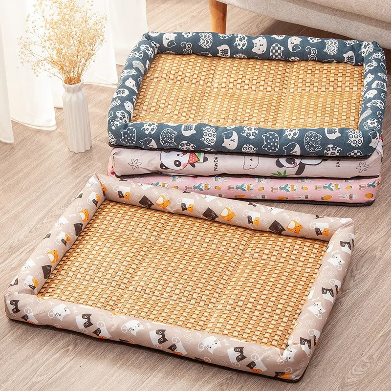 

Cooling Summer Cat Bed Lightweight Breathable Pet Rattan Mat Cat Nest Mat Ice Nest Dog Bed Cat Cool Nest Small Dogs