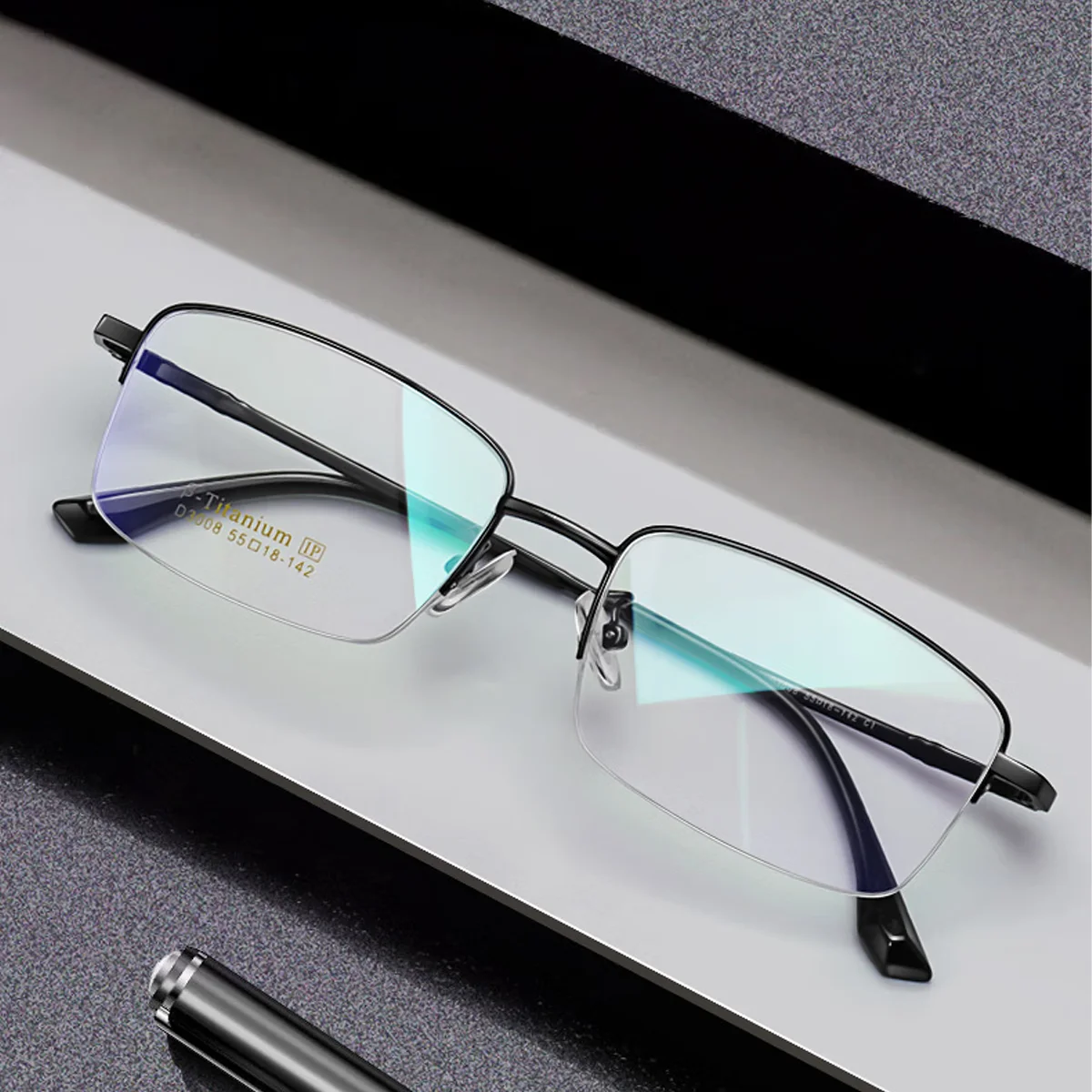 

FYTOO Blue Light Blocking Glasses - Titanium Alloy Half Frame, Unisex, Ultra-Lightweight, Prescription Ready 3008