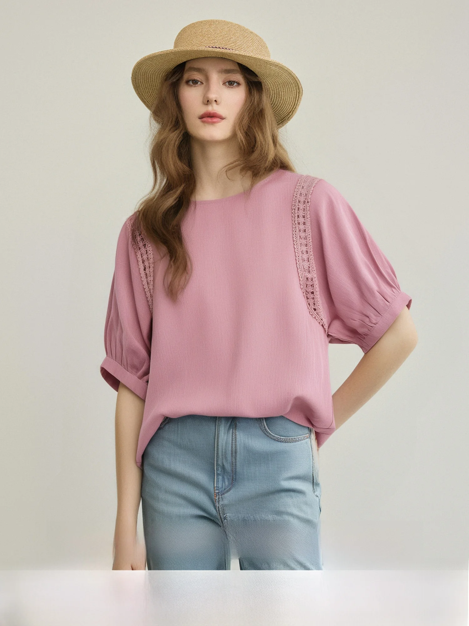 

Linen Embroidered Hollow out Lantern Sve irt for Women Pumpkin Valley Tea Par irt Summer Breathable ort Sve rou...