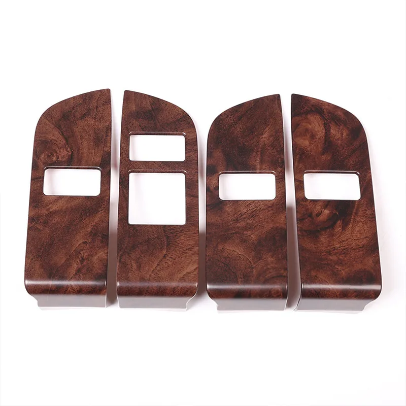 4pcs Rose Wood Grain ABS Car Child Safety Door Lock Switch Button Panel Trim For Land Rover Discovery 5 L462 LR5 2017 2018 LHD