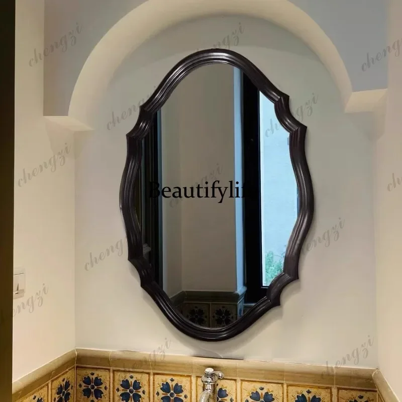 NQ52 HR French retro bathroom mirror toilet wall hanging medieval makeup American dressing toilet mirror