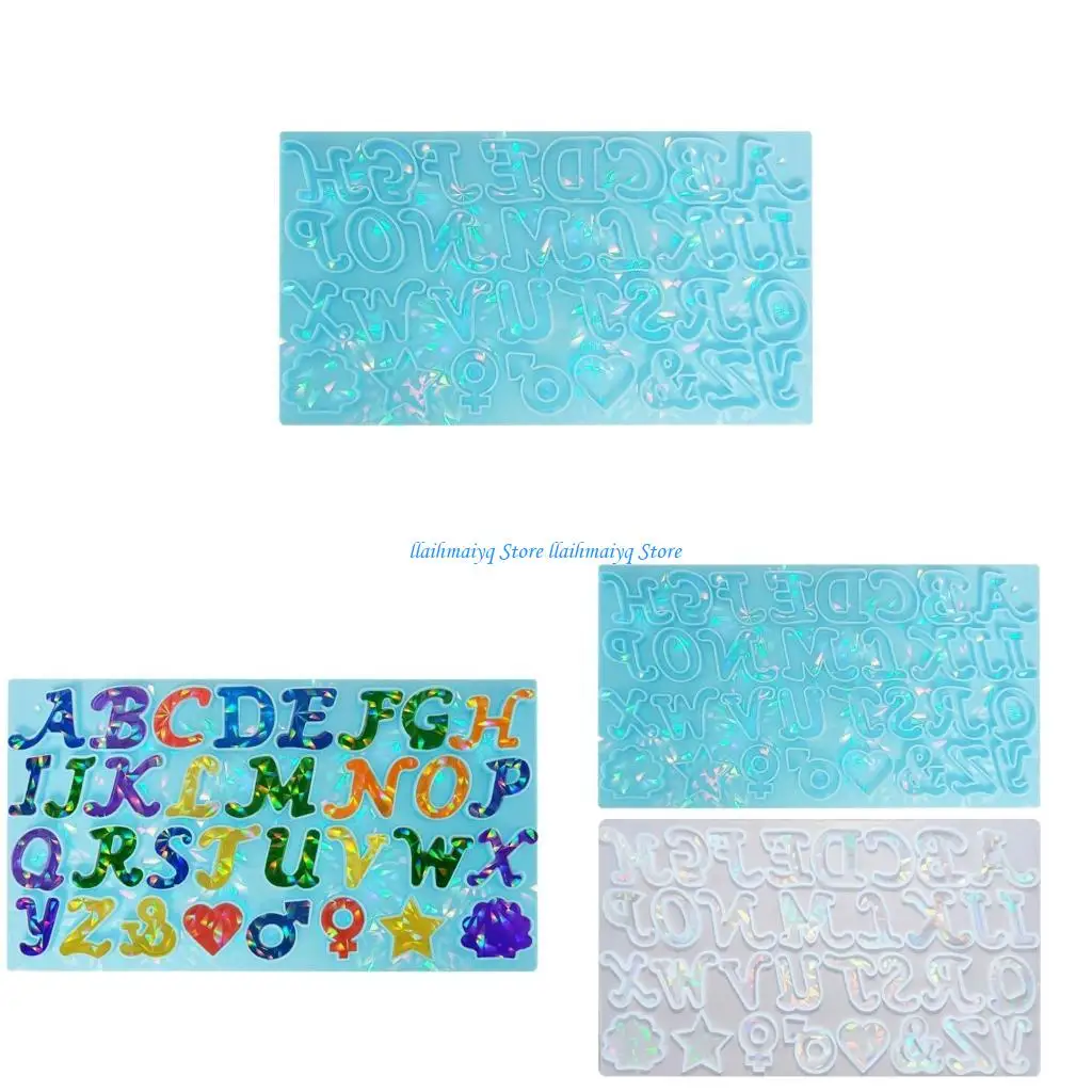 

573B Holographical Silicone Mold Letter Pendants Making Mould DIY Jewelry Tools