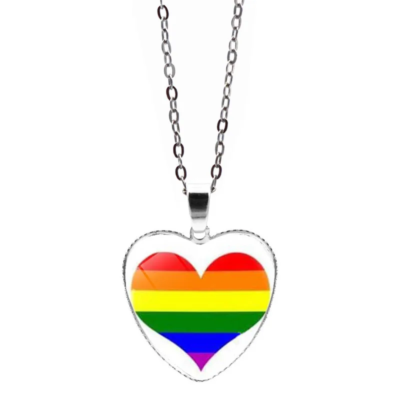 Rainbow Pride Peach Heart Necklace Girl Love Pendant Fashion Classic Gift