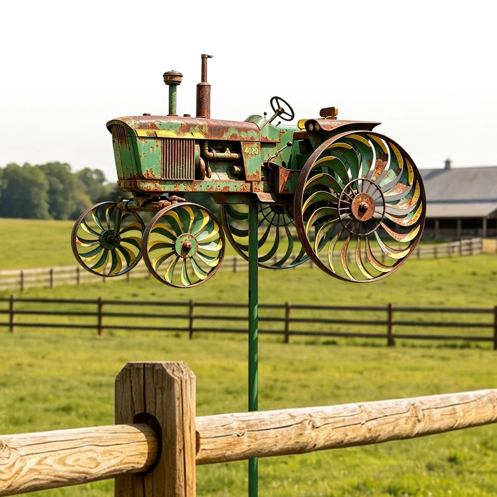 Tractor Unique Outdoor Sculptures Noiseless Windmill Decorative Stake Sun- for Patio Yard Garden for Friends Family