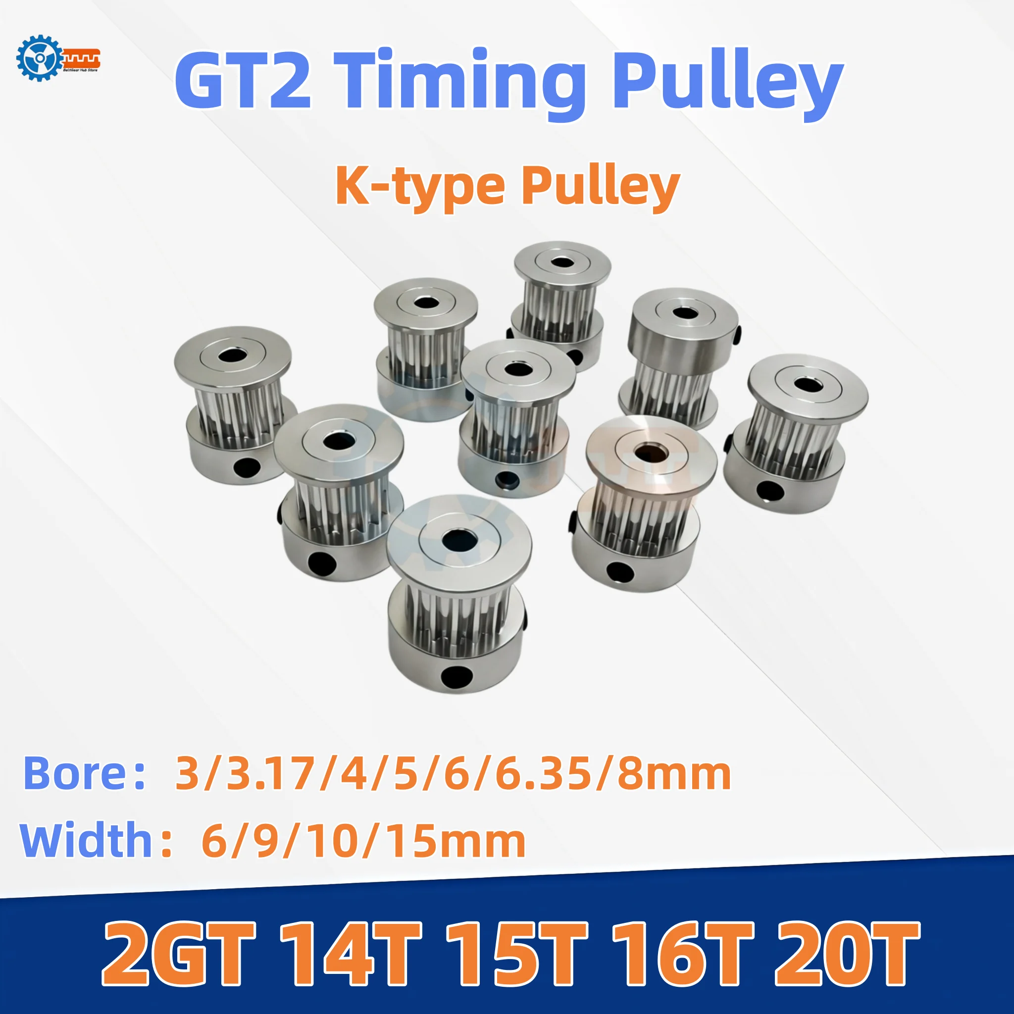 1PCS 3D Printer Parts 14-20 Teeth GT2 Timing Pulley Bore 3/3.17/4/5/6/6.35/8mm for Width 6mm GT2 Synchronous Belt 2GT Belt Pulle