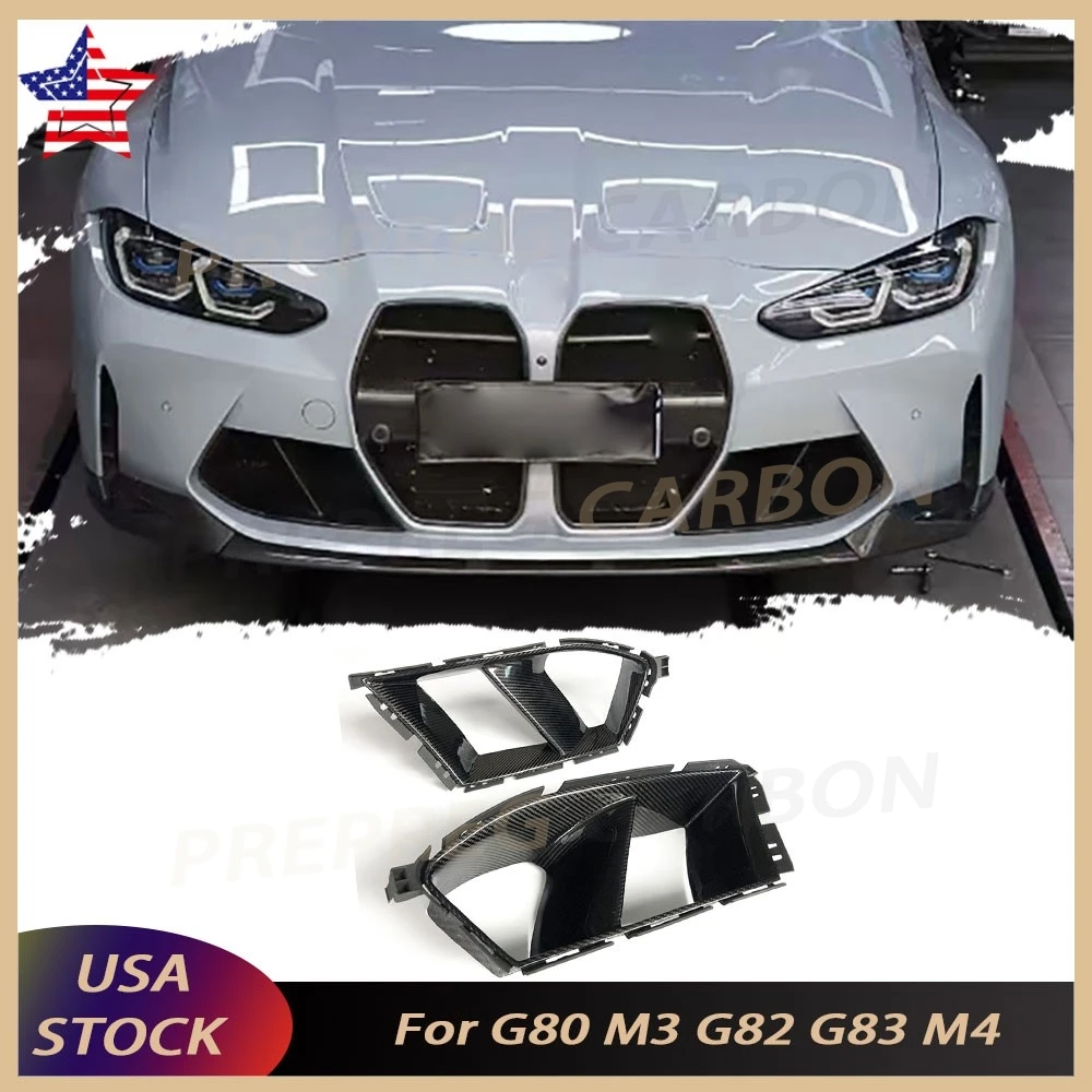 

For BMW G80 M3 G82 G83 M4 2021+ Dry Carbon Front Bumper Side Air Vent Cover Car Fog Light Decorative Body Kits FRP