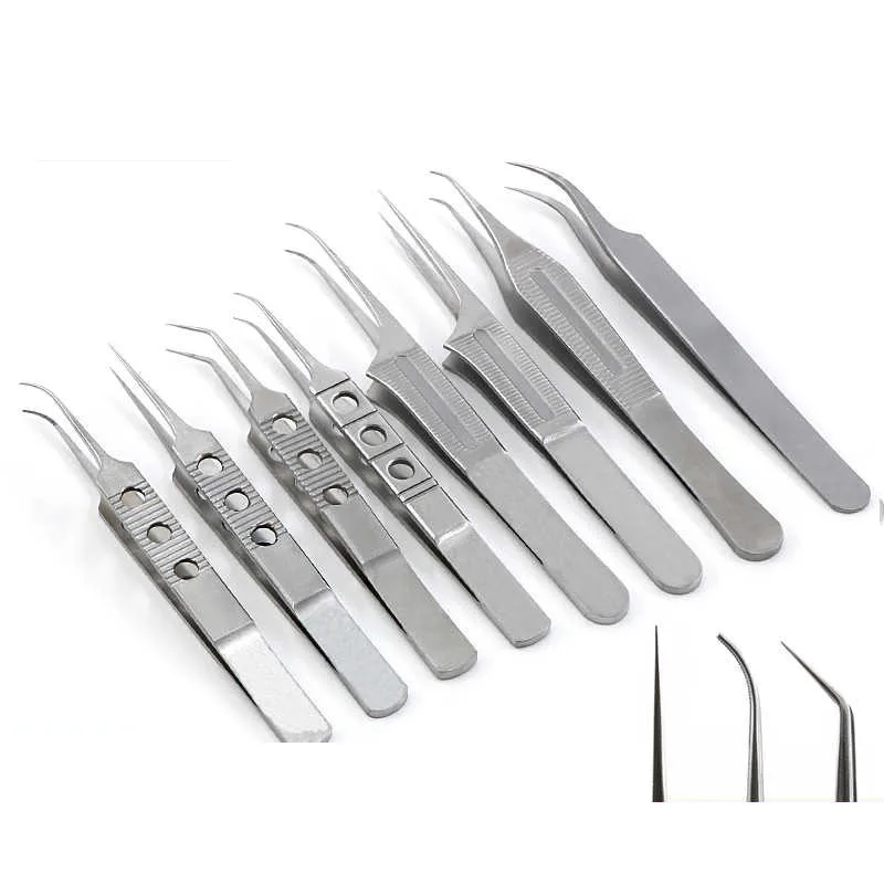 Stainless steel hair extractor hair follicle separation tweezers Curved straight platform hair extractor tweezers