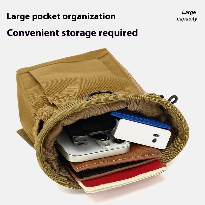Tactical MOLLE Drawstring Dump Pouch Compact Ammo & Mag Carrier for Range,Hunting & EDC Utility Drop Bag with Quick-Release Cord