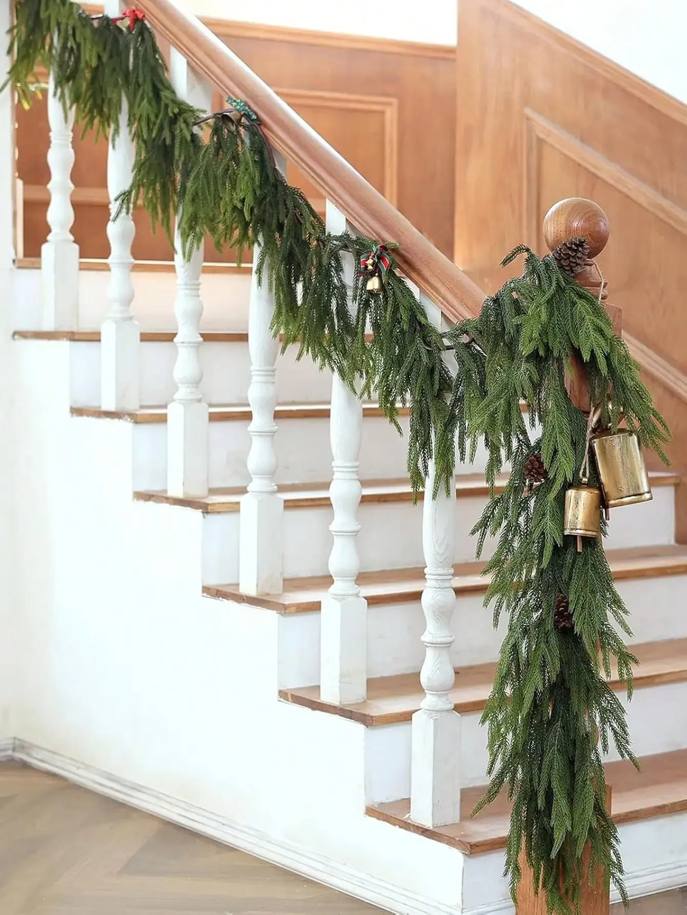 1.8 متر الاصطناعي نورفولك أكاليل الصنوبر ريال اللمس الشتاء الصنوبر الأخضر جارلاند الجدول عباءة جدار داخلي في الهواء الطلق عيد الميلاد الديكور