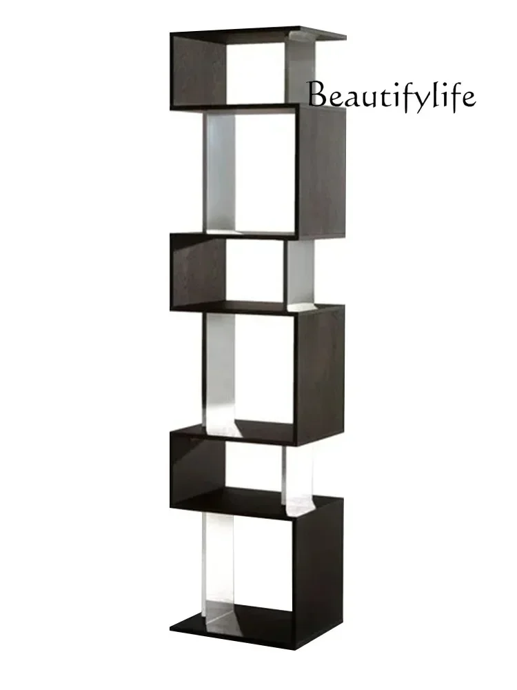 BJ Creative Floor Square Metal Bookshelf Display Black Staggered Landing Frame Light Luxury Storage Rack Designer Model X