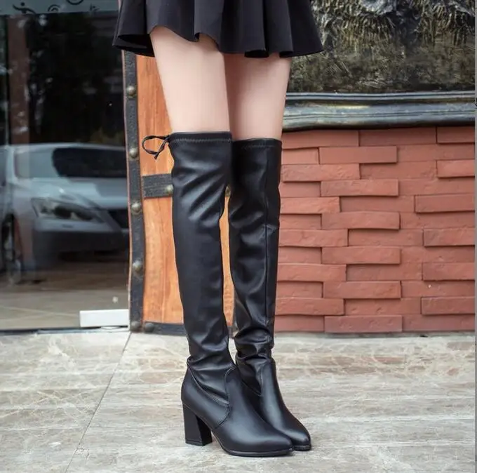 Sexy winter new girls over the knee boots students plus velvet princess boots big children small high-heeled children snow boots