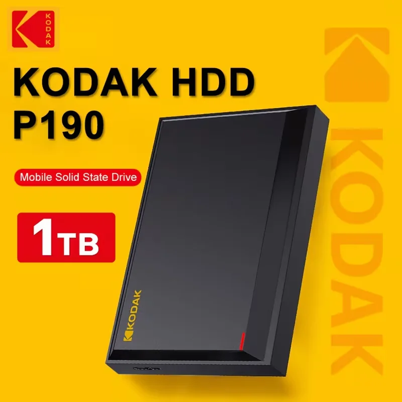 KODAK P190 2,5 Zoll tragbare externe Festplatte HDD 500GB 1TB 2TB USB 3.0 5Gbps Hochgeschwindigkeits-Gaming-Speicher für PC Laptop PS4 Xbox – Detail 1