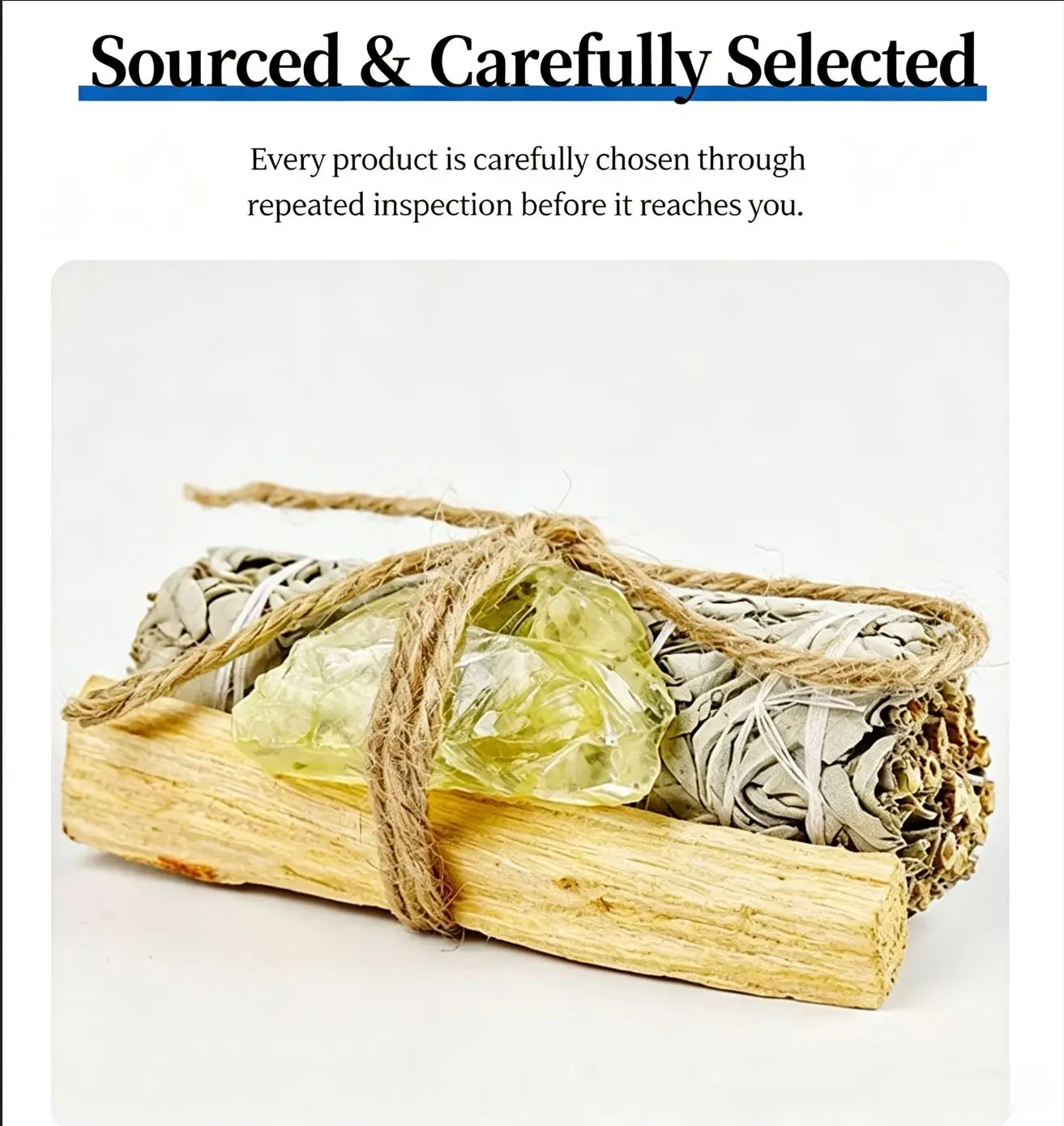 White Sage & Palo Santo Smudge Kit, Natural Crystal Raw Stones, Home Purification Yoga Cleansing Aromatherapy Set