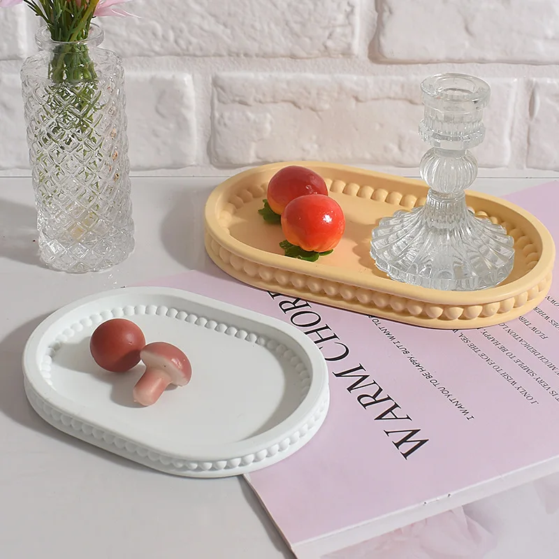 قالب بيضاوي فقاعة حبة الدانتيل صينية تخزين الراتنج قوالب عيد الميلاد الجص الاسمنت الحد الأدنى طبق قالب من السيليكون #4