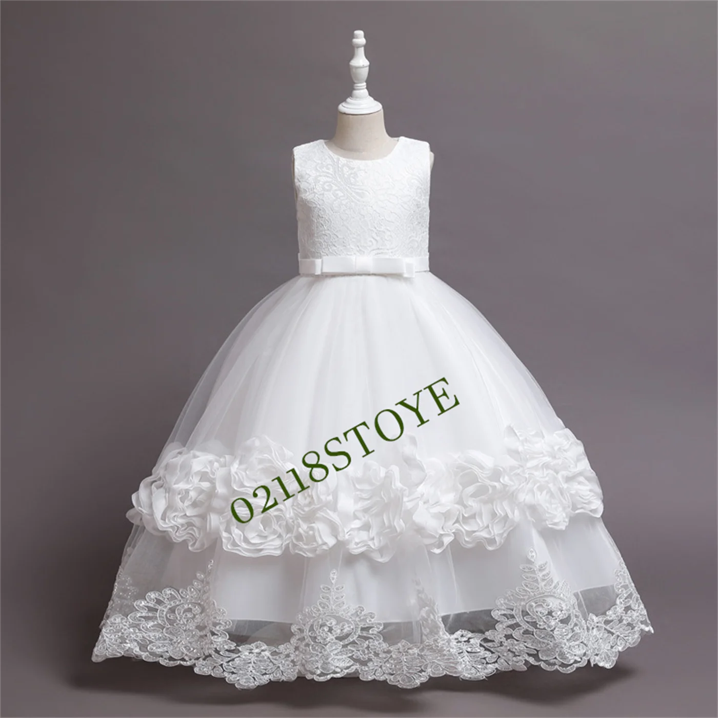 Vestidos de fiesta de graduación blancos para desfile Formal, vestido de dama de honor para niña, vestido de princesa de boda para niña de flores, vestido de noche para niños