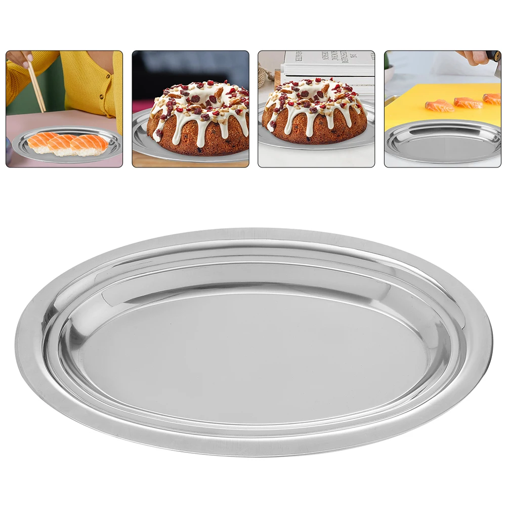 

2pcs StainlessSteelOvalTray Steamer Fish Kitchen Fish Steaming Plate Pastry Plate Serving Tray MicrowaveOvenFishShapedPlate
