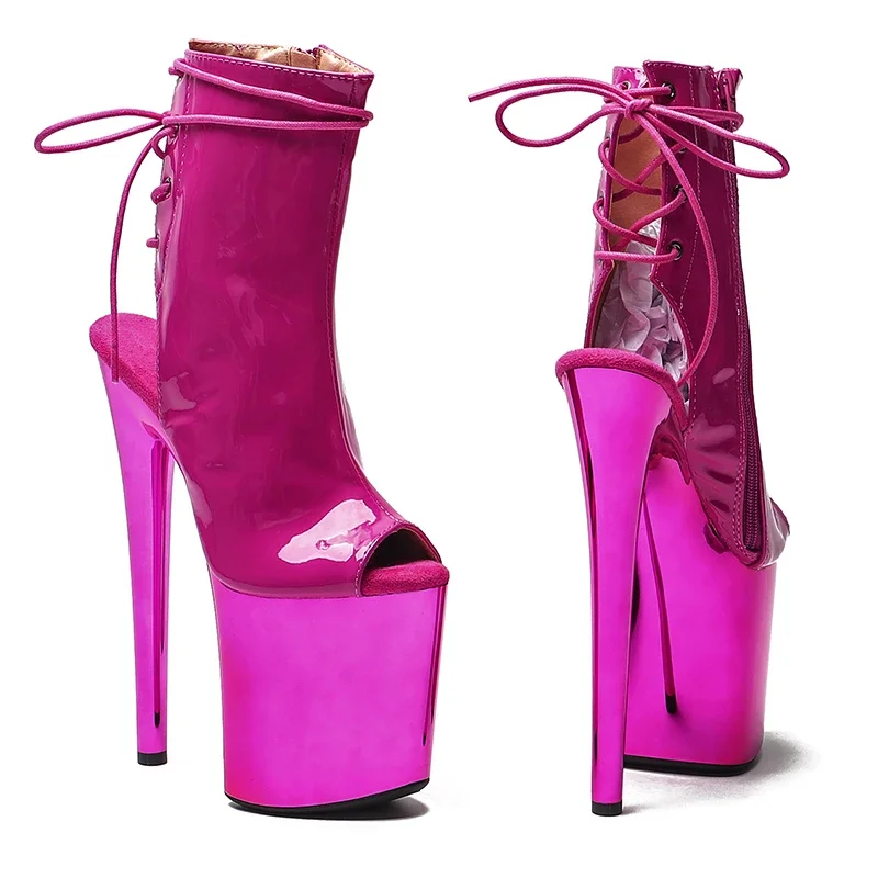 Leecabe  20CM/8inches Patent PU Pole dancing shoes High Heel stripper heel platform Pole Dance boot
